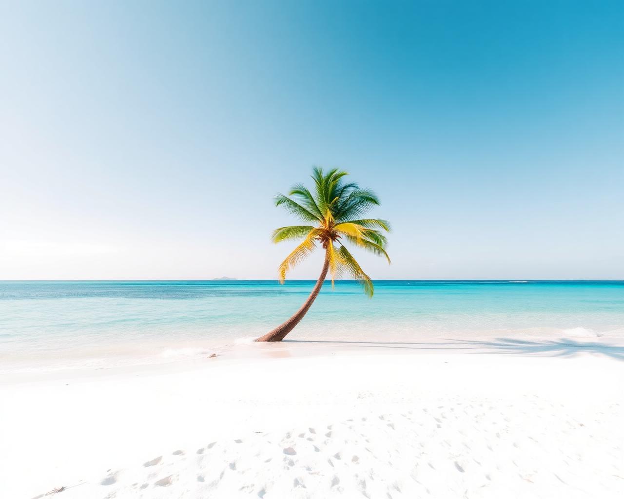AI-generated immersive beach nature environment with a palm tree used in VR wellbeing research